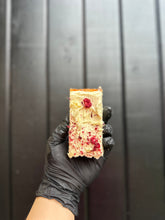 Load image into Gallery viewer, Buttery vanilla and blackberry cake with white chocolate cream