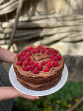 Load image into Gallery viewer, Indulgent chocolate and raspberry cake